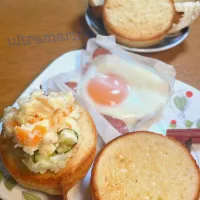 ＊甘酒生地でラウンドパンの朝ごはん♫＊|ultramarineさん