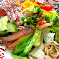 ロースビーフのあるリッチな冷やし中華です🤭|てるみさん
