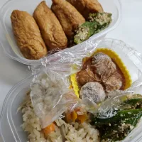 ☆冷凍弁当☆おいなりさん、炊き込みご飯弁当|ｼｮｺﾗさん