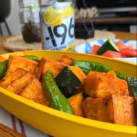 厚揚げとかぼちゃの甘酢炒め|まりおさん