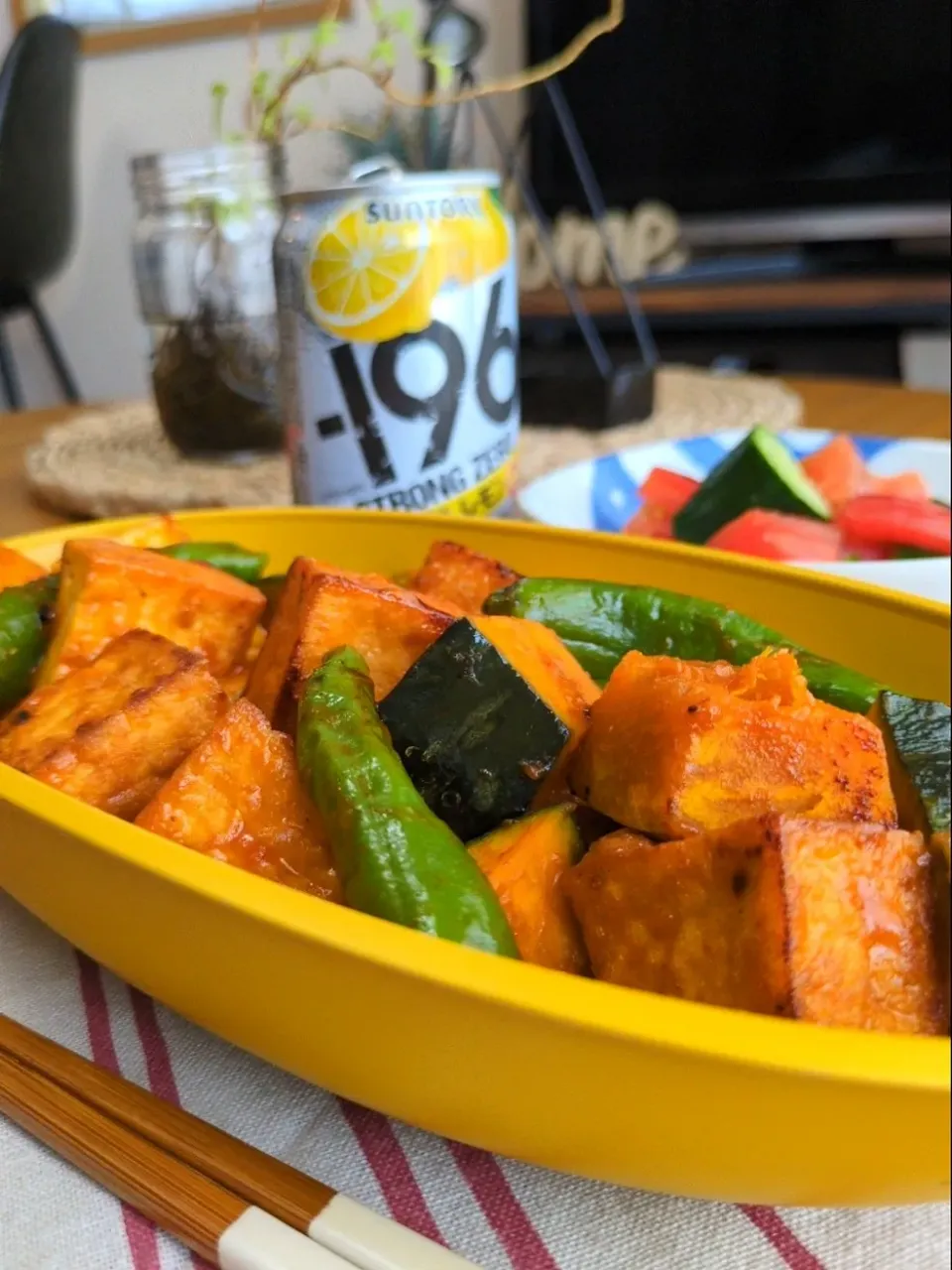 厚揚げとかぼちゃの甘酢炒め|まりおさん