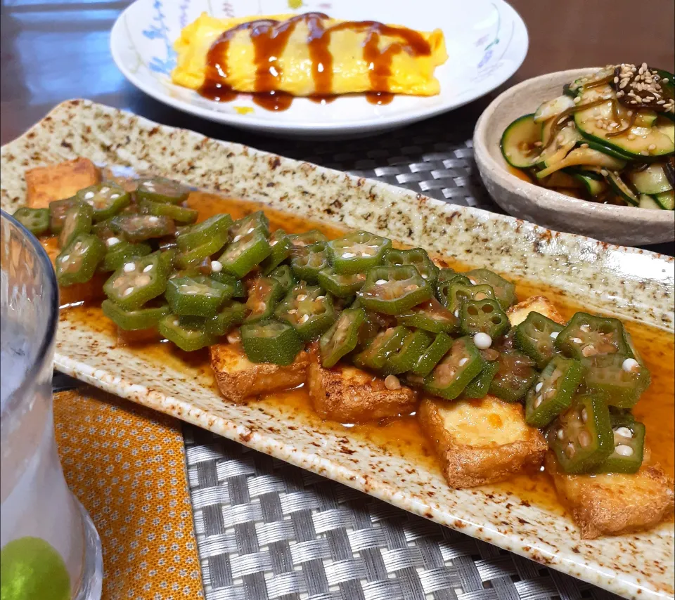 厚揚げのオクラ餡掛け～🎋|びせんさん