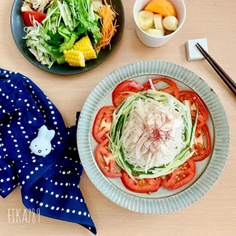 Snapdishの人気料理写真:ゴマだれで食べよう 棒棒鶏風そうめん