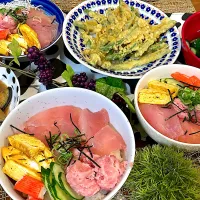 ネギトロとまぐろの丼🍣アルモンデ👍|🌼はなちゃん🌼さん