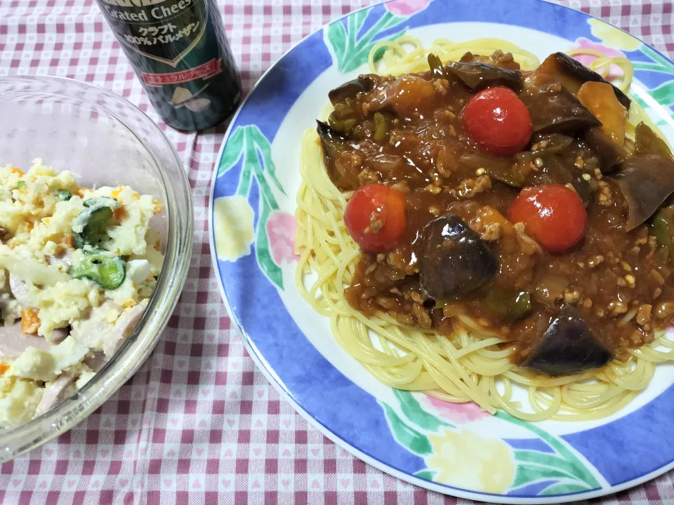 🍅夏野菜ミートスパゲティ🍆🫑|みよぱさん