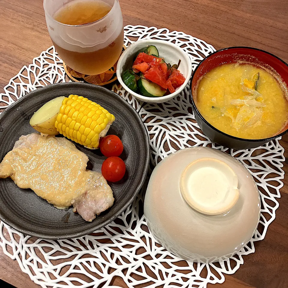 7/7  生姜焼き　温野菜|らぶちあんさん