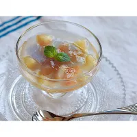 桃とハーブのゼリー|料理研究家かんざきあつこさん