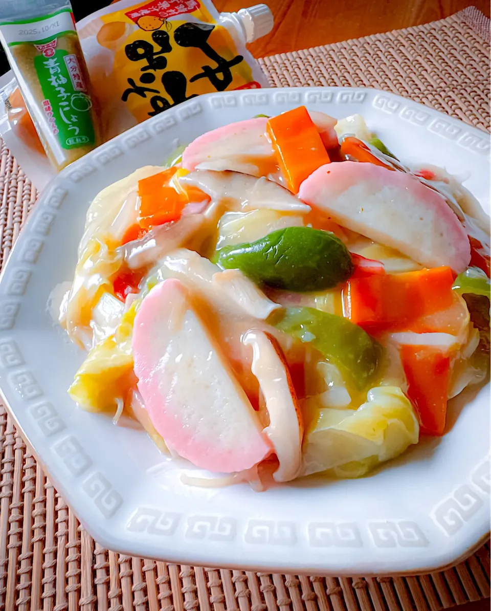 ゆずみそ仕立ての中華あんかけ🍊|にゃんぺこさん