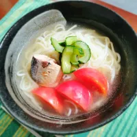 ◯亀風の冷やし塩出し麺　サッパリして身体が冷えた