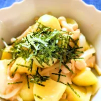 タラコパスタソースで餅じゃがバター