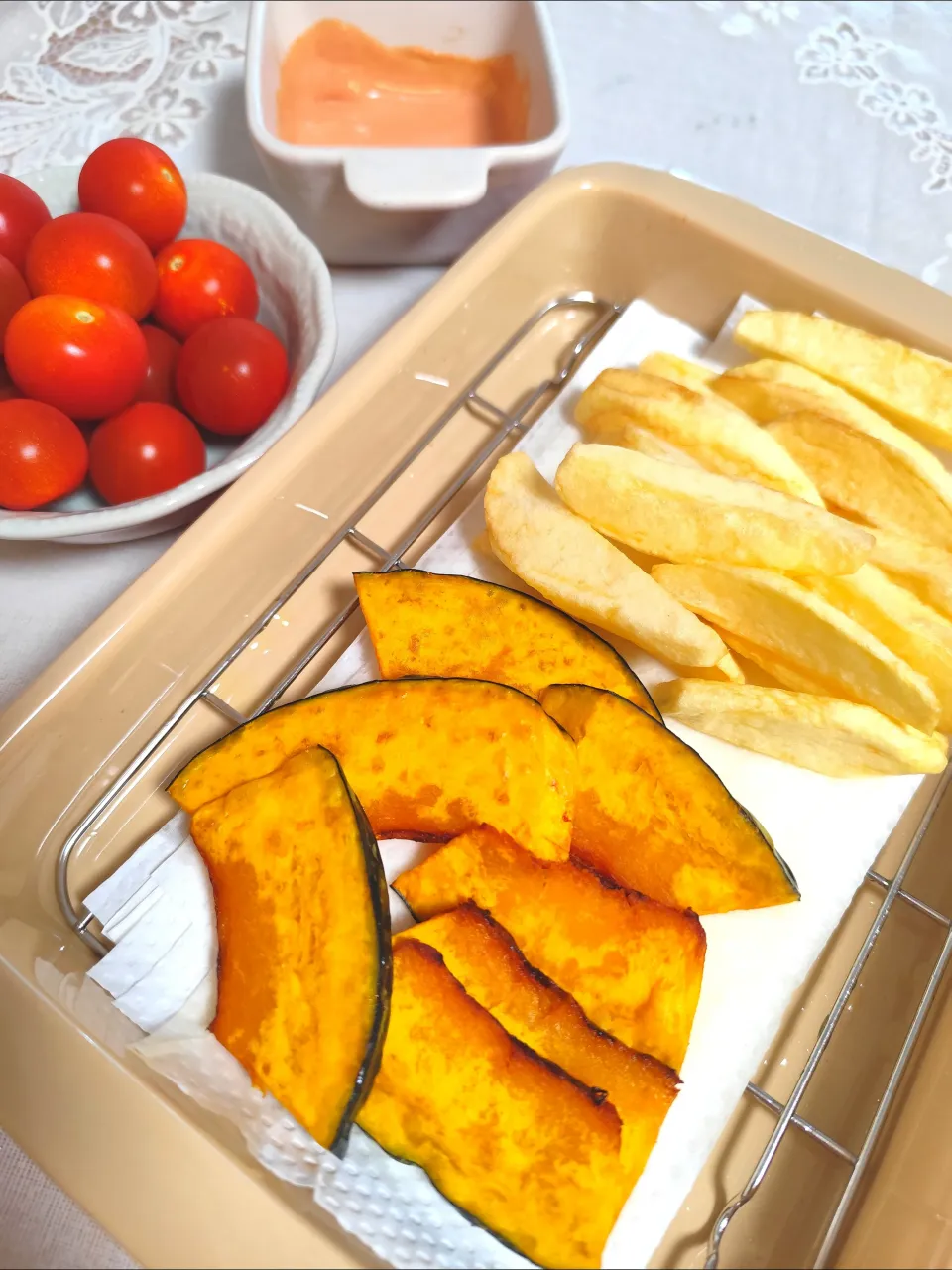 じゃがいも素揚げ、かぼちゃ素揚げ(オリーブ油)|m.rafuさん