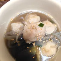 生協鶏団子、野菜糸蒟蒻のスープ