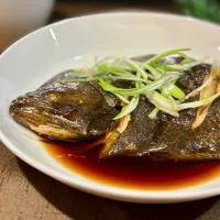 きつねさんの料理 ぶりの白子煮からのヒラメの煮付け