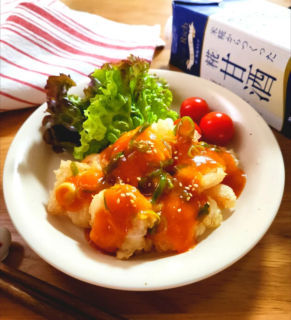 フリッター海老チリ🍤甘酒ソースで😊|ナオミさん