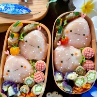 すみっコぐらしふろしき弁当|Akiyoෆ¨̮⑅さん