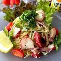 タコとイカと水菜の冷製パスタ|まなまな♡さん