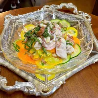 豚冷しゃぶ＊ズッキーニ＊人参🥕大葉＊茗荷＊叩き梅＊レモンポン酢🍋|henryさん