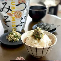 『備蓄品でいざ飯！チャレンジ』朝ごはんのお供に薬味をつぶみそで和えました🍚