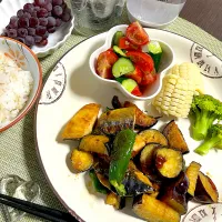 7/9晩ご飯：鯖と茄子の味噌コチュ炒め|ななみんさん