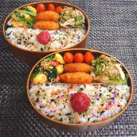 母とムスコのラブラブおソロ♪みょうがの醤油漬けとささみの梅和え弁当|からあげビールさん