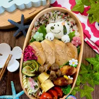 スヌーピーロールチキン弁当|Akiyoෆ¨̮⑅さん