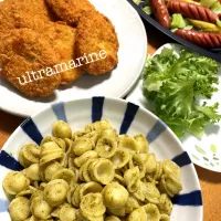 ＊自家製ジェノベーゼと産直ヤングコーン♫かぼちゃコロッケ＊|ultramarineさん