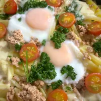 大豆お肉➕ポテトand卵andチーズ|はなちゃんママさん