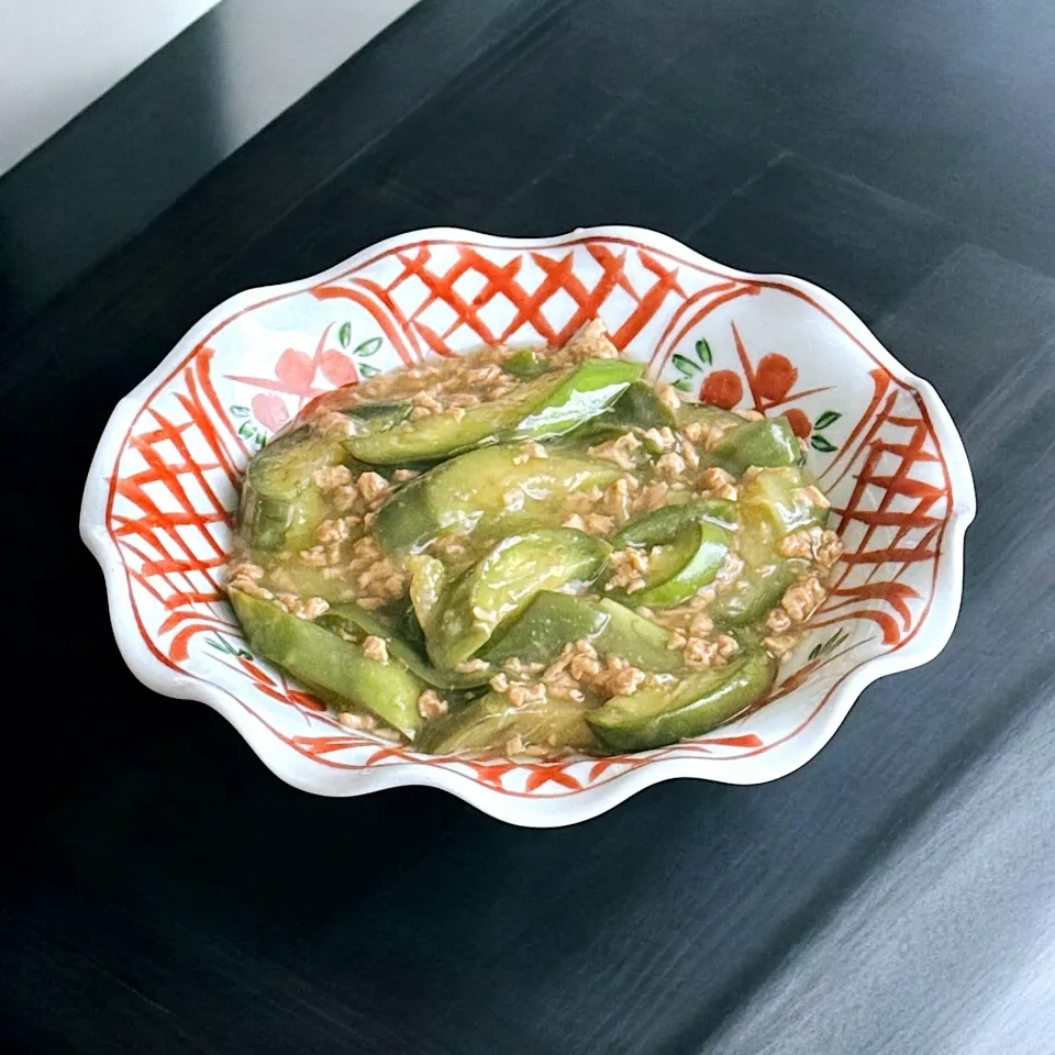 大豆のお肉の青ナスそぼろあんかけ|りょうりょうさん