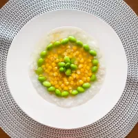 枝豆ととうもろこしの出汁あんかけ粥