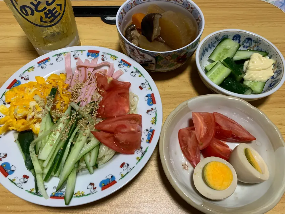 今日の晩御飯冷やし中華|料理好きなじいさまさん