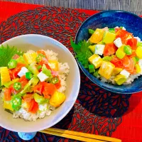 ✩.*˚アボカドサーモン丼|ゆきえもんさん
