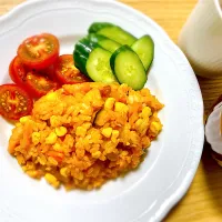 厚切りベーコンとうもろこしの洋風チャーハン