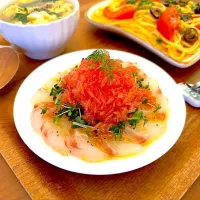 真鯛とグレープフルーツのカルパッチョ