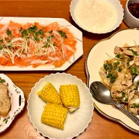 豚しゃぶの薬味和え&サーモンマリネ|マイさん