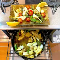 暑さを利用してセミドライトマト🍅からの夏野菜たっぷりアンチョビグリル〜白ワイン持ってきて〜😋|shikaさん