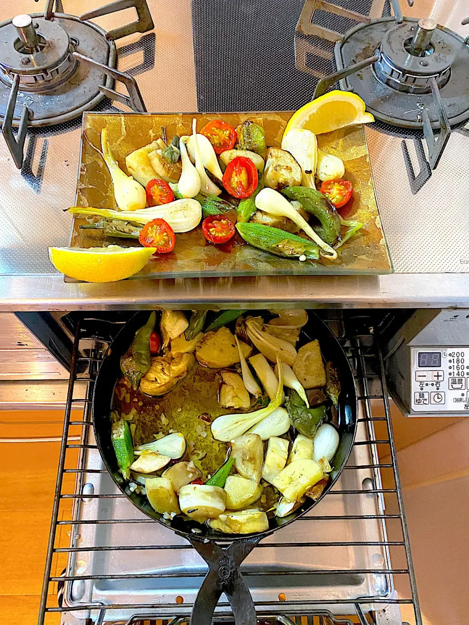暑さを利用してセミドライトマト🍅からの夏野菜たっぷりアンチョビグリル〜白ワイン持ってきて〜😋|shikaさん
