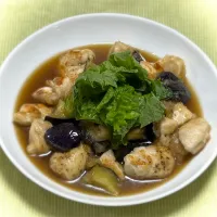 なすと鶏肉の煮浸し