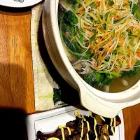 #夕飯　野菜ポークきのこ各種鍋、きのこ照焼き|ms903さん