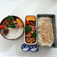 鶏唐揚げ
きんぴらごぼう
卵焼き
シャウエッセン
ブロッコリー
ミニトマト
稲庭手綯うどん(釜玉うどんたれ)
のり弁(ご飯だれ)|ayumomさん