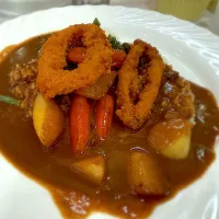 イカリングカレー🦑野菜トッピング🍠🥕🫛3辛|buhizouさん