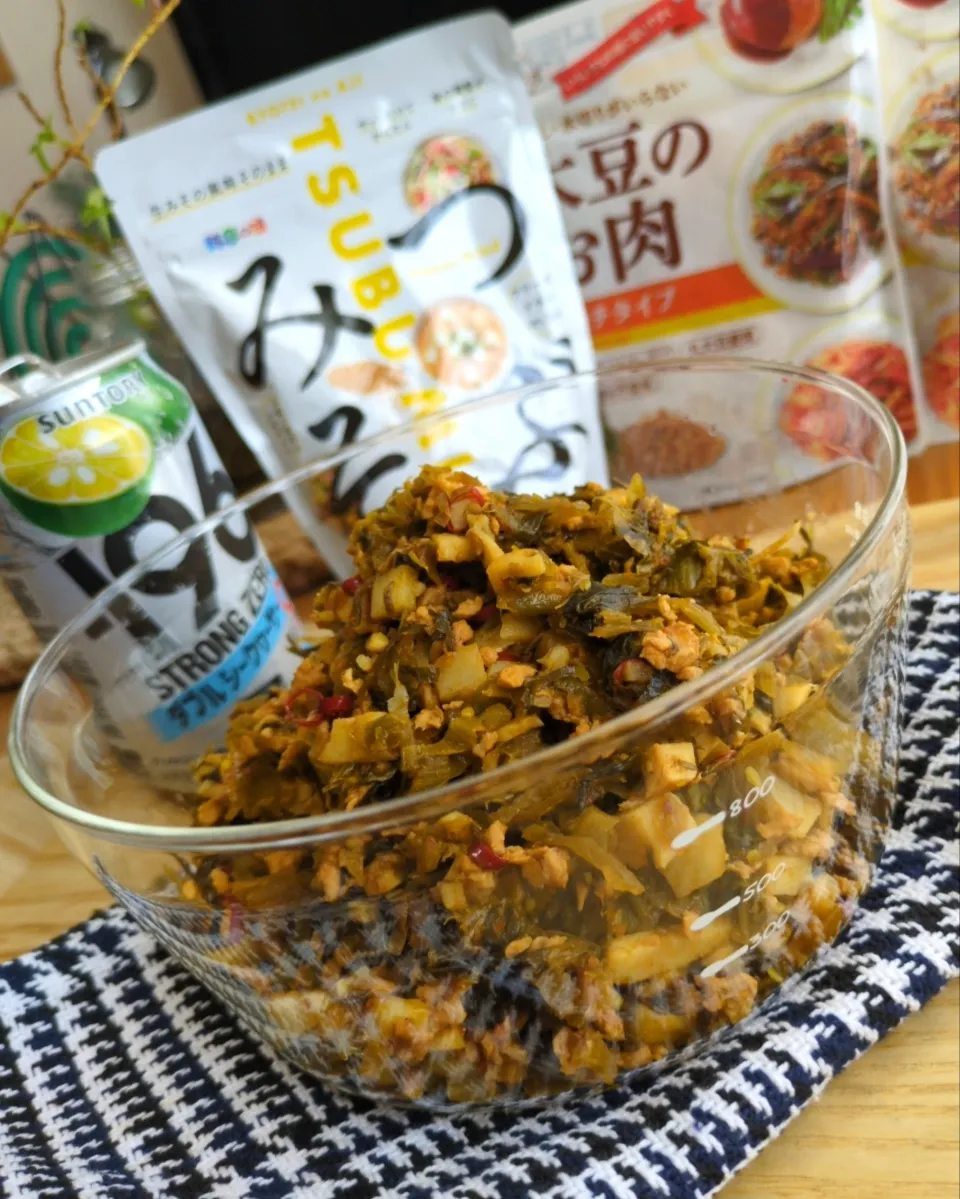 筍と高菜の大豆そぼろ|まりおさん
