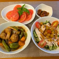 ☆棒々鶏風サラダ　☆肉団子の酢豚風　☆真だら昆布煮　☆冷しトマト|chikakoさん