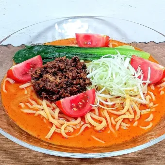 Snapdishの人気料理写真:【大豆のお肉とつぶみそ🎯】激ウマ！夏はコレ！冷やし担々麺はじめました🎐