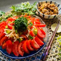 いっちゃんさんの料理 由美さんの料理 トマトキムチのそうめん🍅でお誕生日おめでとうございます🎂🎉