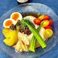 肉味噌&夏野菜 素麺