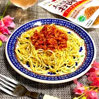 大豆のお肉で★ヘルシーミートパスタ|まめもにおさん