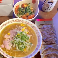 時短　つぶみそラーメンつぶみそ豆苗おかかサラダ| afさん