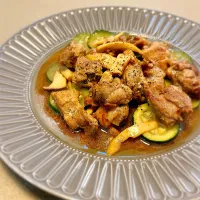 鴨肉とズッキーニとエリンギの甘辛炒め|かわうそcookingさん