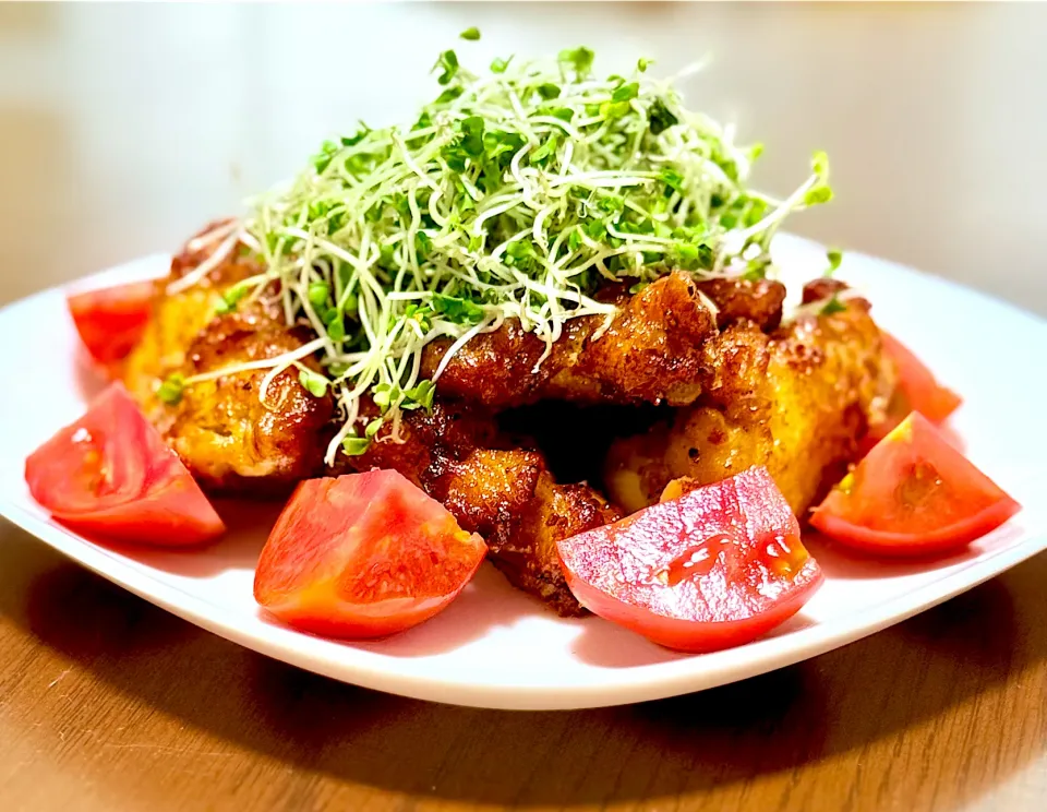 唐揚げにブロッコリースプラウト|tap.rinさん