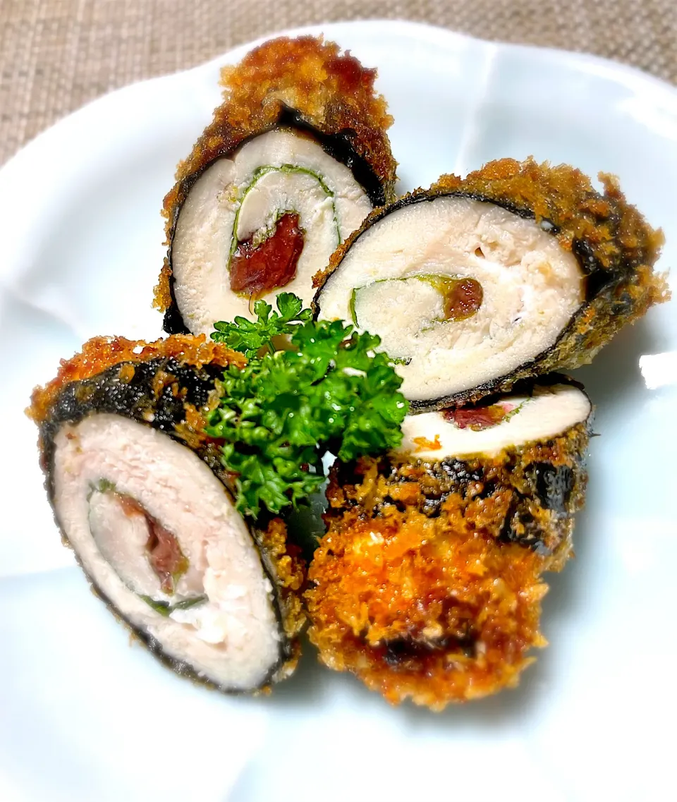 鶏ササミの梅肉大葉くるくる巻き|藤田 まり子さん